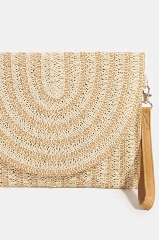 Fame Two Tone Woven Paper Envelope Clutch Bag