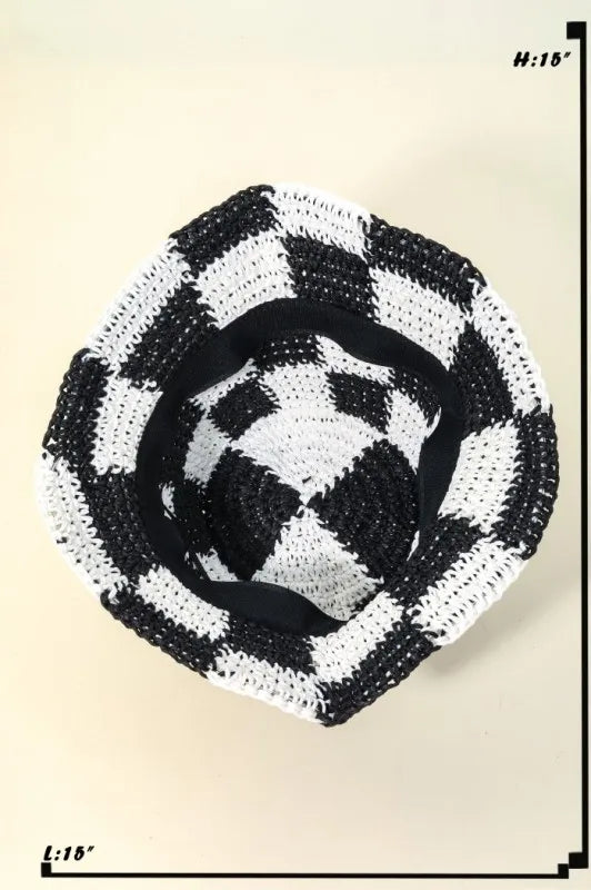 Fame Checkered Pattern Knit Bucket Hat