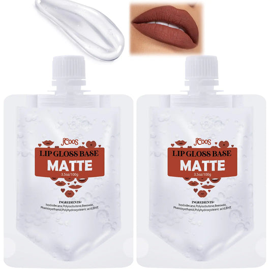 JCOOS Lip Gloss Base 2PCS Matte Lipgloss Base (100g) Lip Gloss Base Clear Moisturizing Glossy Non-Stick Lip Primer for Lipstick Lip Oil Lip Gloss Making Supplies DIY Beginner Lip Gloss Making Kit