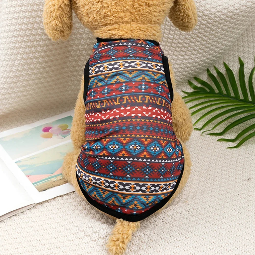 Bohemian Style Dogs T-shirt Soft Dogs Cats Vest For Summer Puppy Clothes York French Bulldog T-Shirt Dog Pullover Pet Costumes