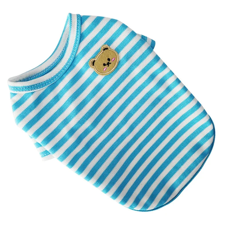 Summer Dog Clothes for Small Dogs Fashion Dog Shirt Bear Print Puppy Thin Shirt Cute Cat Strip Vest Chihuahua Clothes Pet Shirt