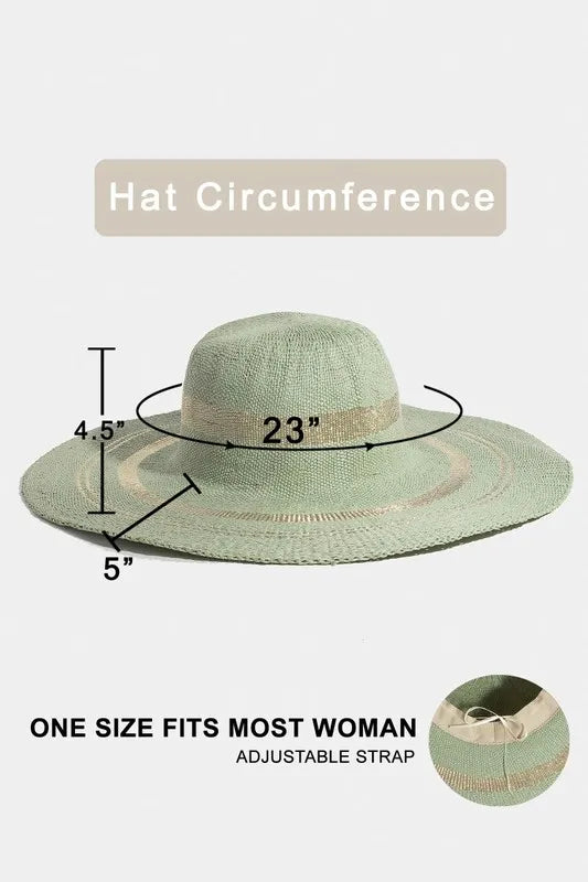 Fame Metallic Accent Trim Floppy Sun Hat