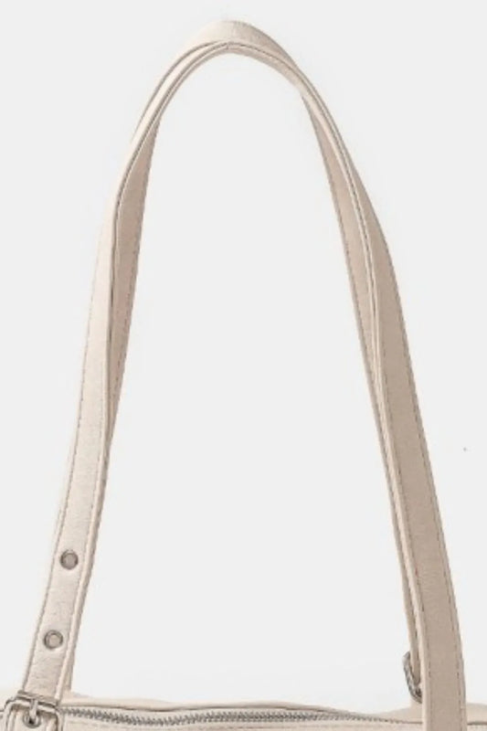 Fame Multi Grommet Belt Strap Rustic Rectangular Hand Bag