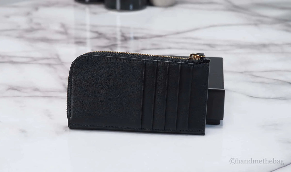 Versace Small Black Leather Matte Medusa Zip Card Case