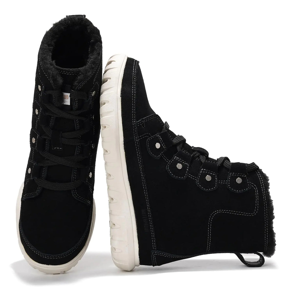 Project Cloud Snow Boots For Women - 100% Genuine Suede Waterproof Winter Boots for Women Memory Foam Womens Boots Shoes Women Footwear - Non-Slip Waterproof Boots for Women (Leonora BLK 8)