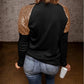 Sequin Round Neck Long Sleeve Blouse