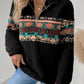 Quarter Zip Geometric Long Sleeve Sweatshirt
