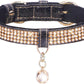 Cat Collar, Dog Collar, [Bling Rhinestones] Premium PU Leather with Pendant Adjustable Collars for Small to Medium Dog Medium Pink