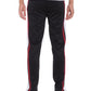 TRICOT STRIPED TRACK PANTS- BLACK