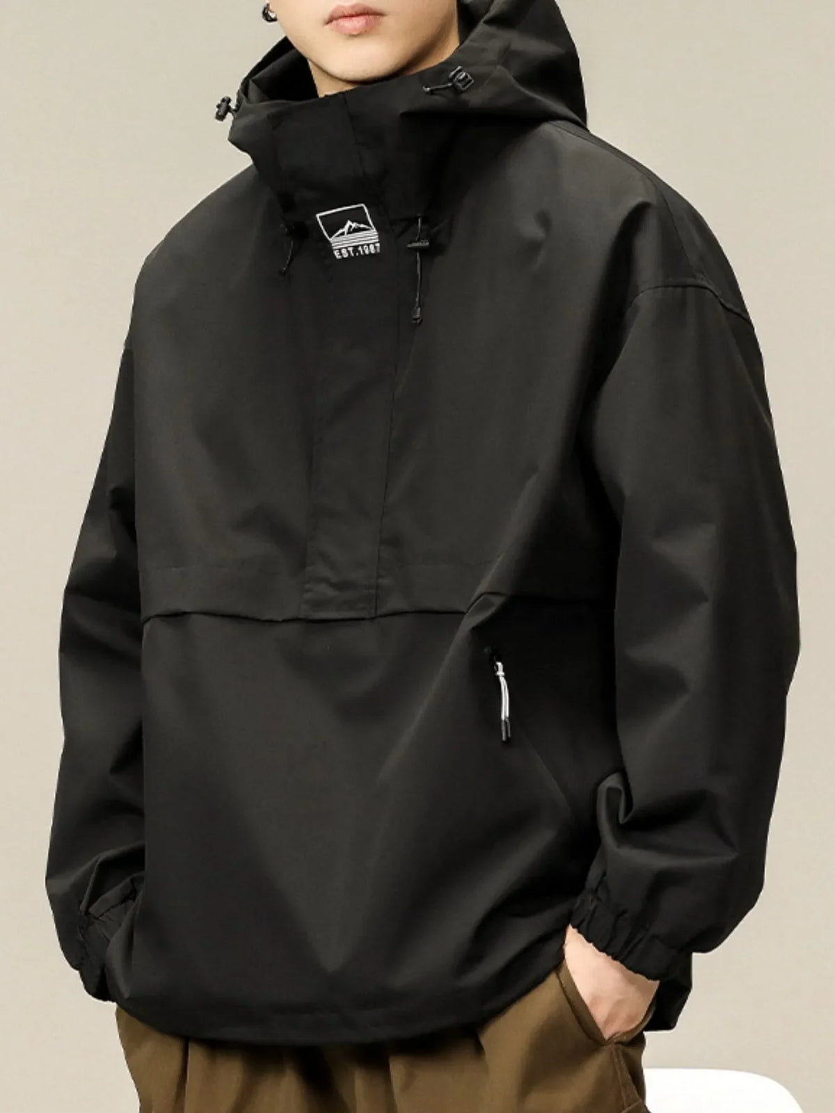 Men's Plus Size Long Sleeve Hooded Jacket