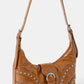 Fame Faux Leather Studded Trim Shoulder Bag