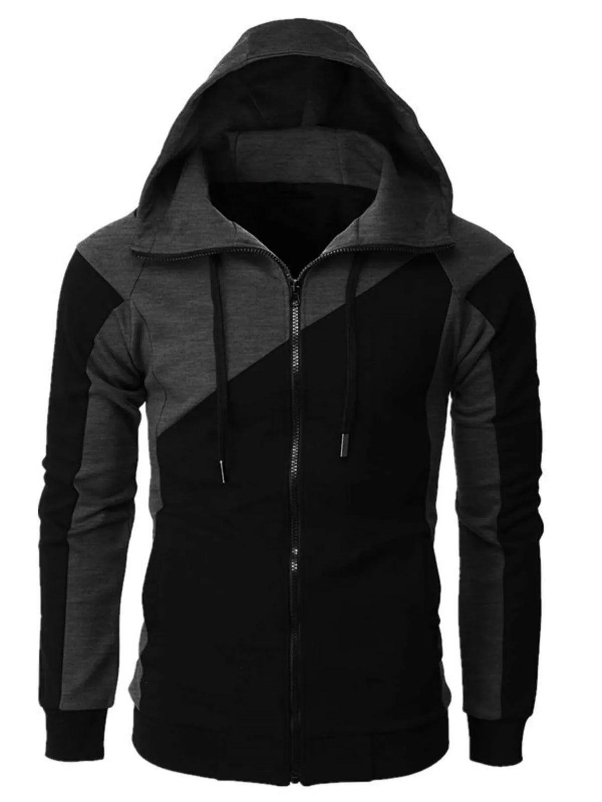 Men's Color Block Zip-Up Hoodie