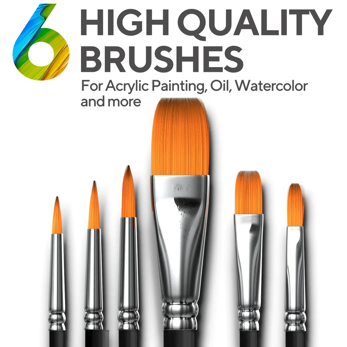 Acrylic Paint Set for Kids, Artists and Adults - 12 Vibrant Colors, 6 Brushes and 3 Paint Canvases - Perfect for Beginners or Professionals