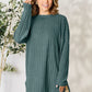 Basic Bae Full Size Ribbed Round Neck Long Sleeve Slit Top