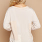 POL V-Neck Long Sleeve Floral Contrast Top