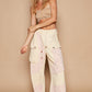 POL Crochet Contrast Drawstring Wide Leg Pants