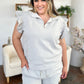 Double Take Full Size Texture Flounce Sleeve Top and Drawstring Shorts Set