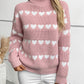 Heart Turtleneck Dropped Shoulder Sweater