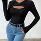 Cutout Surplice Long Sleeve T-Shirt
