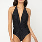 Marina West Swim Twisted Plunge Halter One Piece Swimsuit