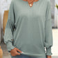 Mandy Textured Notched Lantern Sleeve T-Shirt