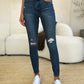 Judy Blue Full Size Mid Waist Distressed Slim Jeans