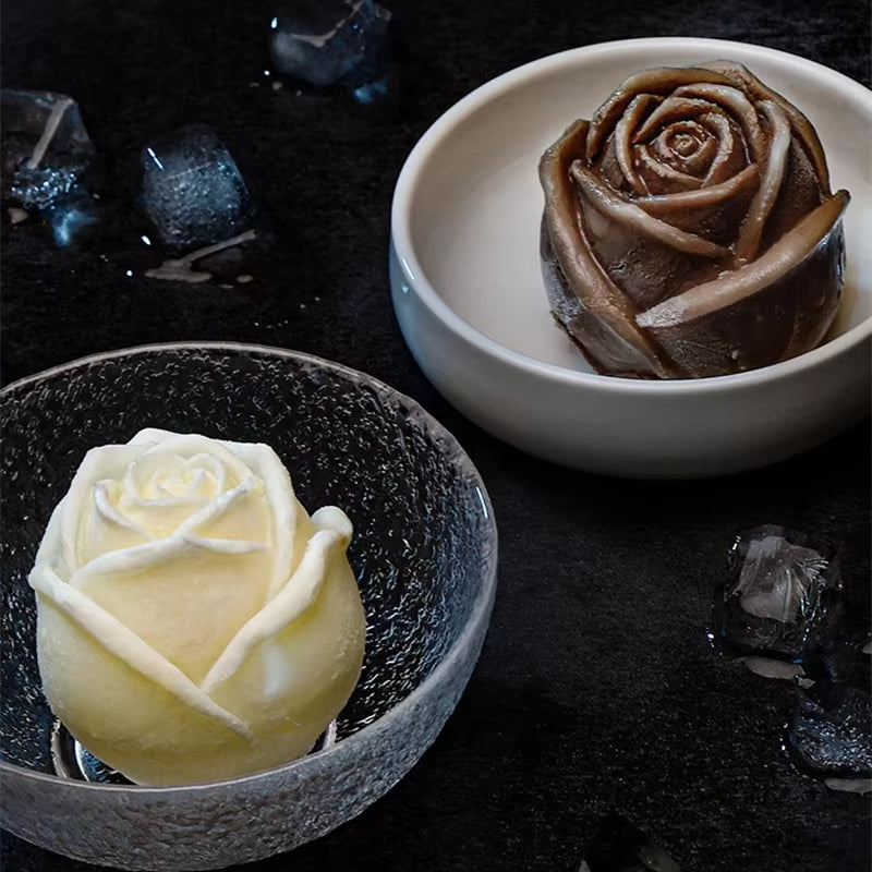 3D Silicone Rose Shape Ice Cube Maker Ice Cream Silicone Mold Ice Ball Maker Reusable Whiskey Cocktail Mould Форма Для Льда HE
