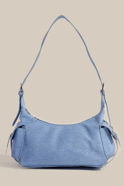Fame Braided Accent Double Pocket Shoulder Bag