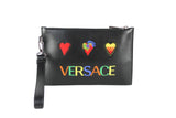 Versace Small Leather Embroidered Heart Patch Clutch