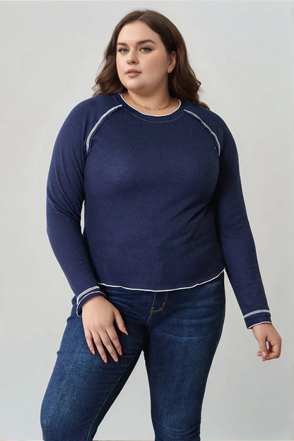 Basic Bae Long Raglan Sleeve Round Neck Top