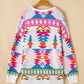 Geometric V-Neck Long Sleeve Sweater