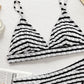 Striped V-Neck Two-Piece Swim Set
