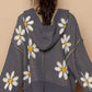 POL Floral Pattern Hooded High-Low Sweater