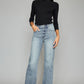 Kancan High Waist Raw Hem Cropped Wide Leg Jeans