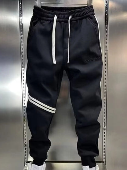 Men's Plus Size Drawstring Striped Joggers