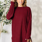 Basic Bae Full Size Ribbed Round Neck Long Sleeve Slit Top