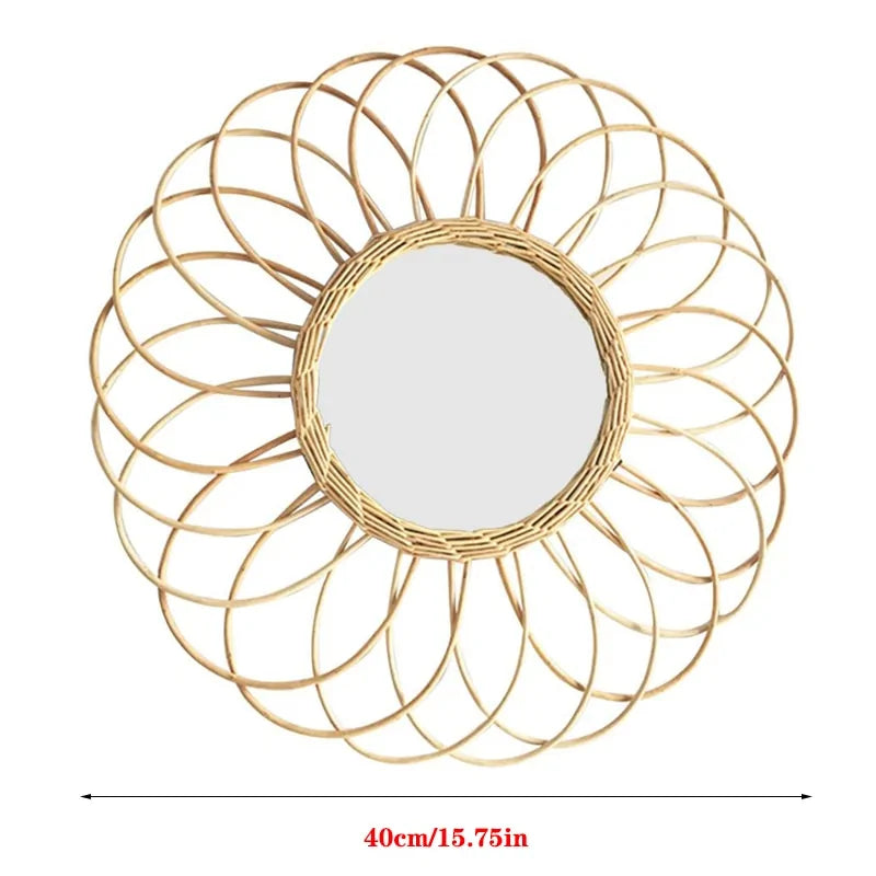 Rattan Round Wall Hang Makeup Mirror