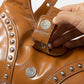 Fame Faux Leather Studded Trim Shoulder Bag