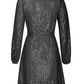 Sequin Tie Waist Long Sleeve Mini Dress