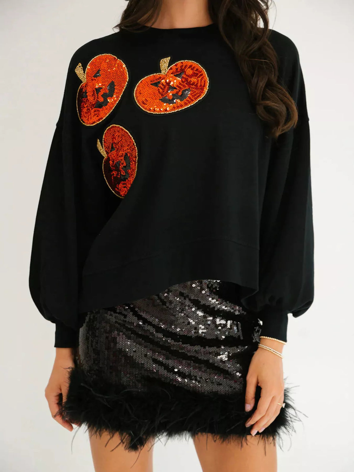 Halloween Pumpkin Round Neck Sweatshirt