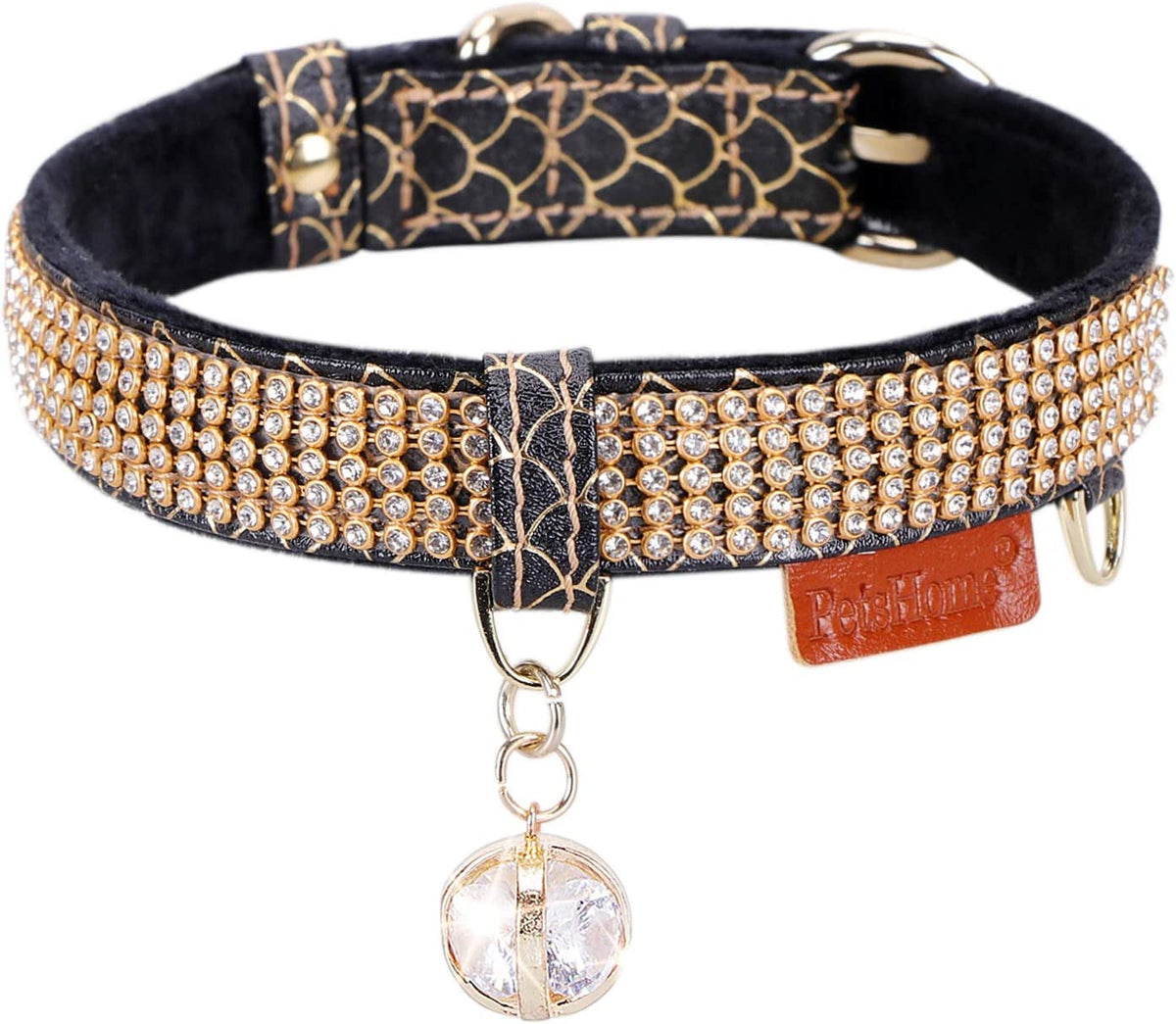 Cat Collar, Dog Collar, [Bling Rhinestones] Premium PU Leather with Pendant Adjustable Collars for Small to Medium Dog Medium Pink