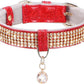 Cat Collar, Dog Collar, [Bling Rhinestones] Premium PU Leather with Pendant Adjustable Collars for Small to Medium Dog Medium Pink