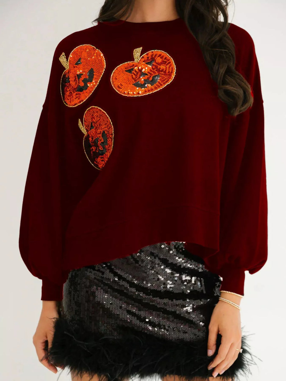 Halloween Pumpkin Round Neck Sweatshirt