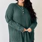 Basic Bae Full Size Ribbed Half Button Long Sleeve High-Low T-Shirt