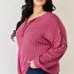 Basic Bae Full Size Ribbed Half Button Long Sleeve High-Low T-Shirt