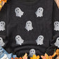 Glitter Ghost Round Neck Long Sleeve Sweatshirt