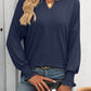 Mandy Textured Notched Lantern Sleeve T-Shirt