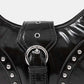 Fame Faux Leather Studded Trim Shoulder Bag