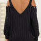 Cable-Knit Cold Shoulder Sweater