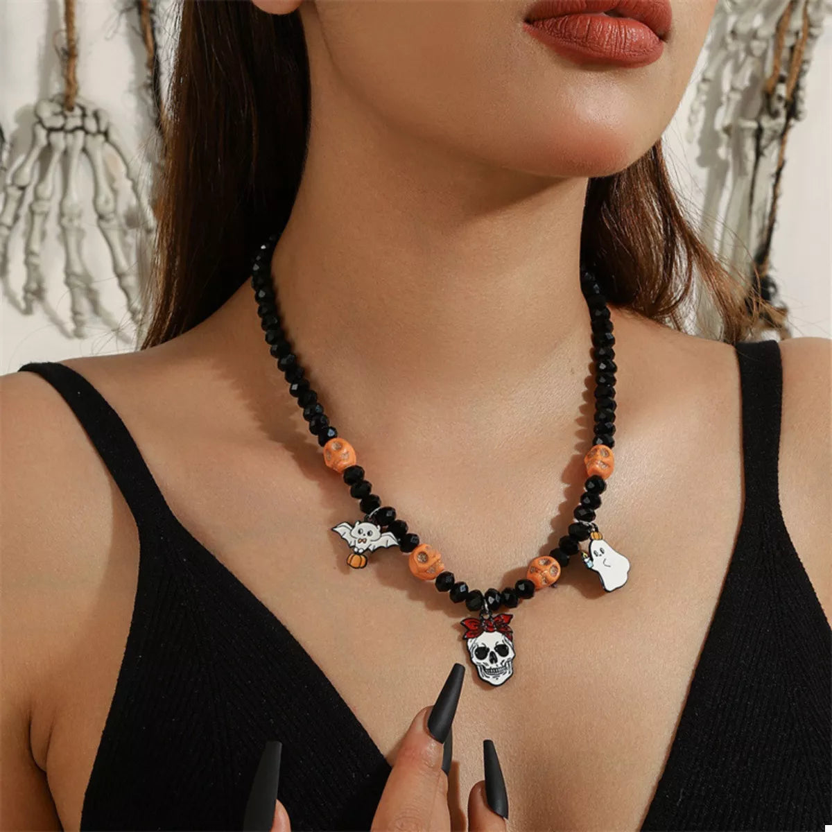 Halloween Skull Ghost Charm Necklace